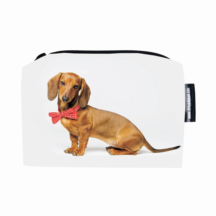 kosmetyczka jamnik brąz kokarda.jpg